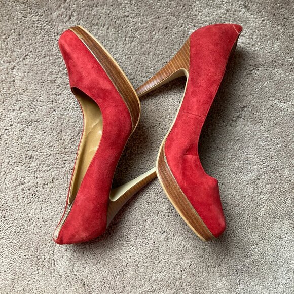 Tony Bianco red sued platform heels size 9 - Picture 1 of 8